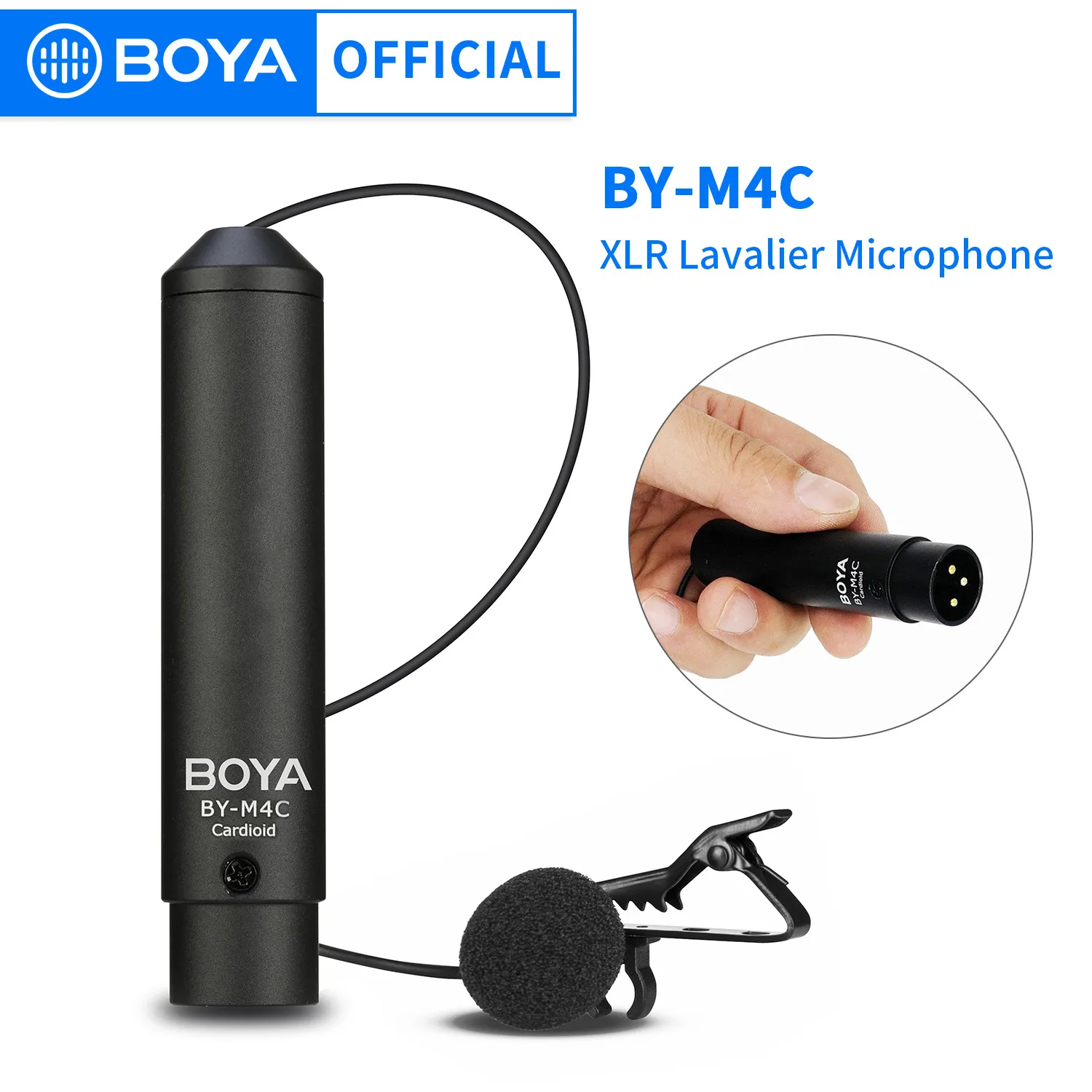 

BOYA BY-M4C M4OD Microphone Professional Clip-On Cardioid XLR Lavalier Microfone Mic for Sony Canon Panasonic Camera Camcorders