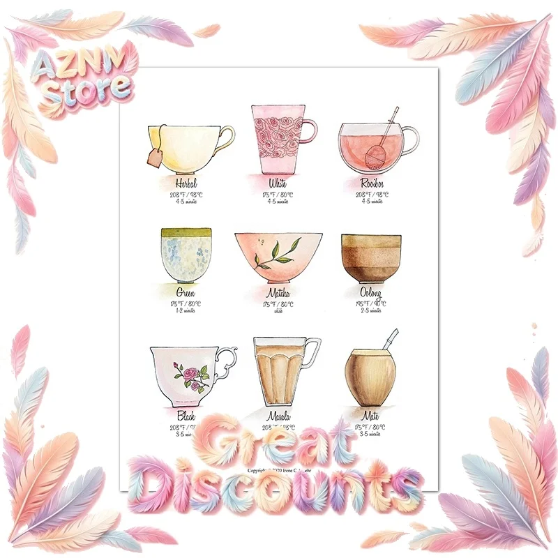 Vintage Tea Cups Watercolor Art Prints Blue White Willow Tea Cup China Art Canvas Painting Wall Art Pictures Poster Home 2026