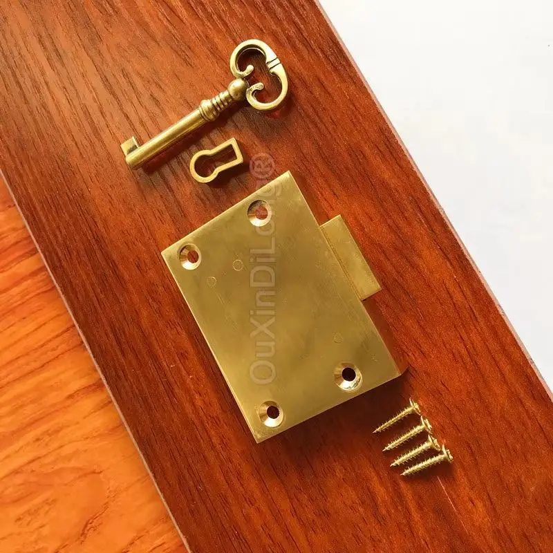 2PCS Retro Furniture Locks European Antique Brass Cabinet Drawer Locks Cupboard Hidden Cabinet Door Locks With Keys FG1502