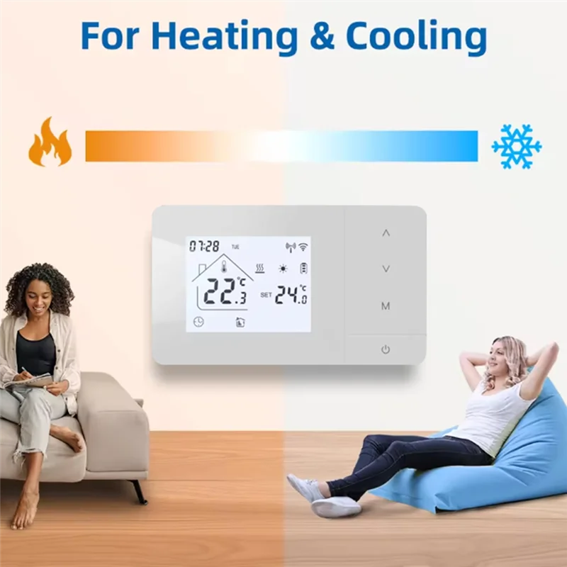 [NEW A09R!】 For Gas Boiler For Heating/Cooling System Compatible Smart Thermostat Wireless Temperature Controller For Alexa& Goo