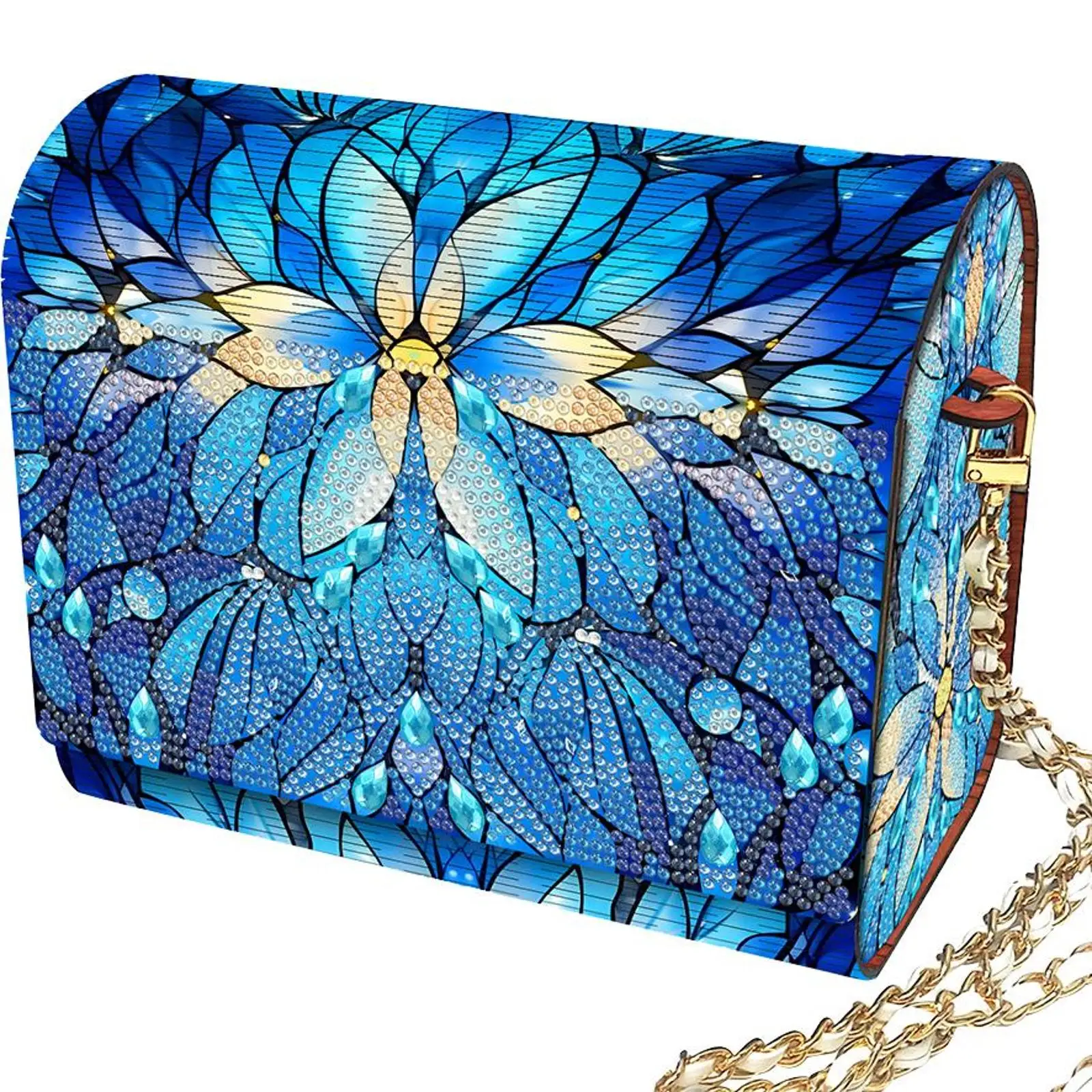 

DIY Mandala Diamond Art Wooden Coin Pouch with Chain 5D Diamond Painting Purse