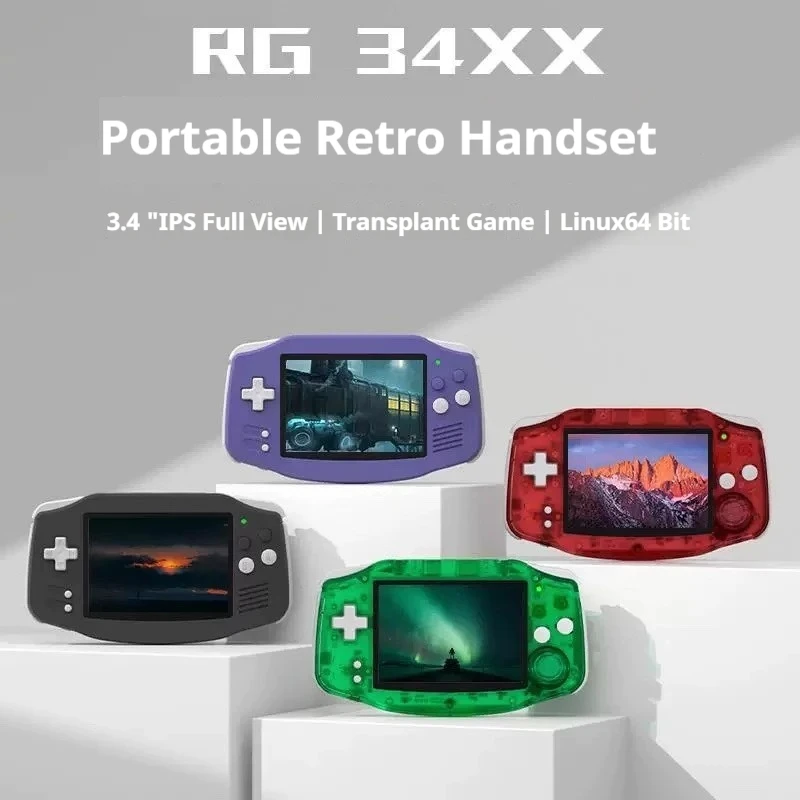 Anbernic Rg34xx Retro Handheld Game Console 3.4-Inch Ips Screen 720*480 Linux 64-Bit System 32g Video Game Players Wifi Psp Gift