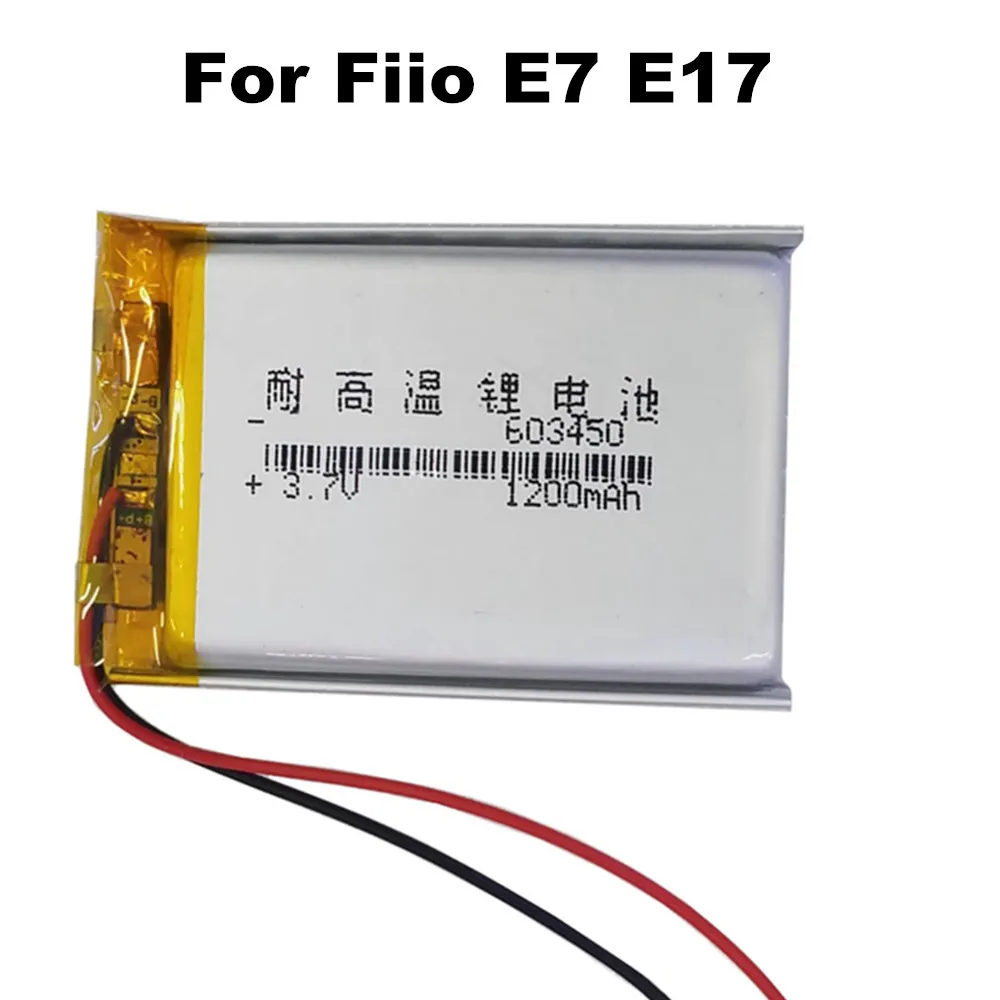 Replacement 3.7V 1200mAh 523455 603450 Amplifier Battery for Fiio E17, E7 rechargeable Battery 2 Wires