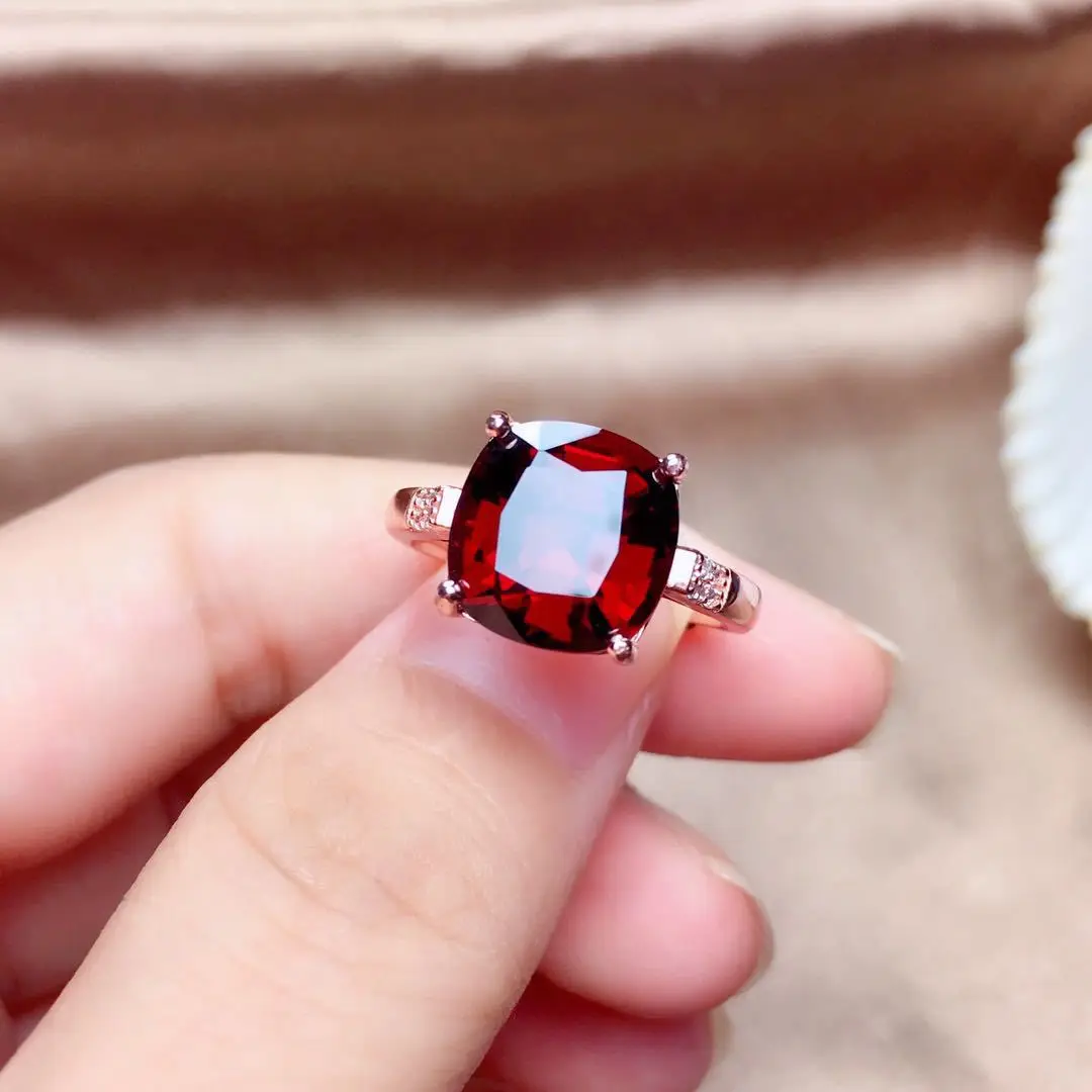S925 Sterling Silver Open Ring With New Natural Pigeon Blood Red Moissanite Fine Crafted Color Gemstone Jewelry For Women