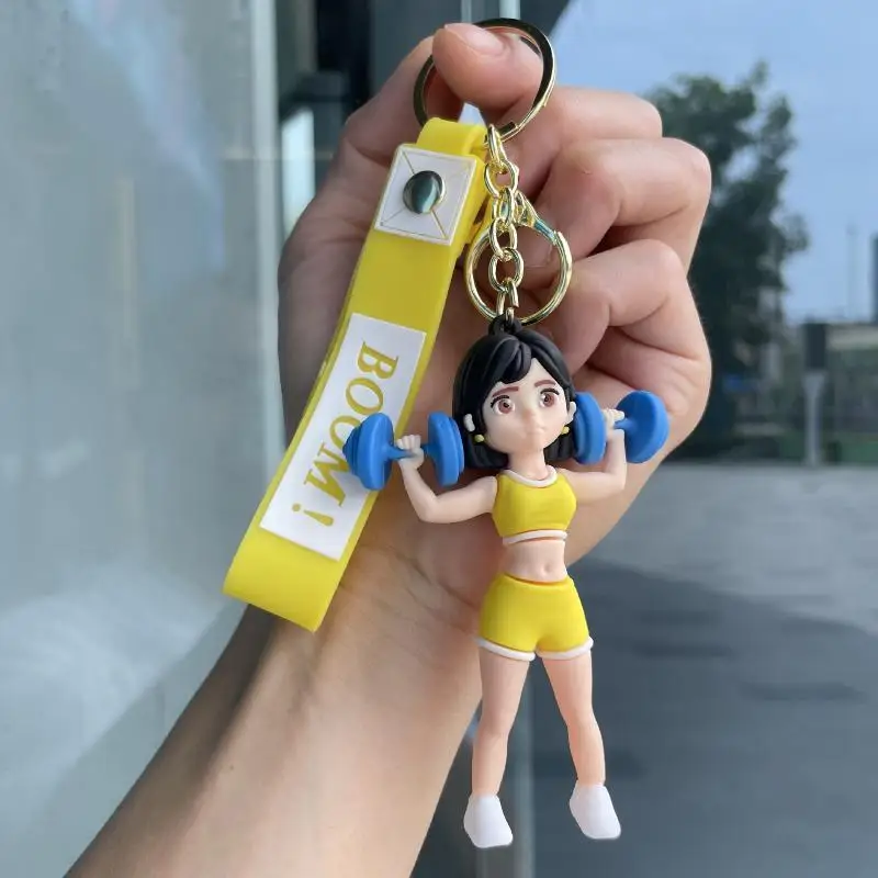 Cartoon Creativity Cute Yoga Girl Silicone Keychain Lovely Fitness Design Ideal Gift For Yoga Lovers Home Decoration Pendant