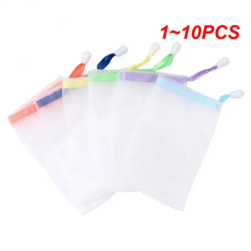 Pendurado Branco Nylon Espuma De Malha, Sabão Net, Mesh Bag para Limpeza Rosto, Fontes Do Banheiro, 1-10Pcs