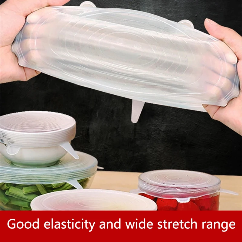 6 Sizes Household Multifunctional Elastic Stretch Seal Lid Silicone Round Food Wrap