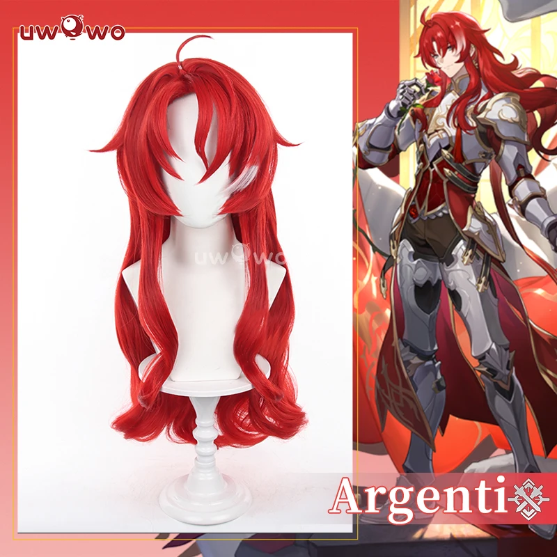 UWOWO Honkai: Star Rail Argenti Cosplay Wig Long Red Hair