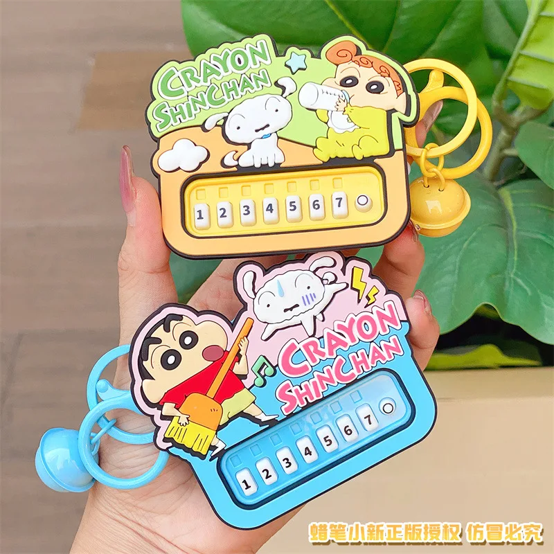 Kawaii 2024 Anime Genuine Crayon Shin Chan Piano Machine Series Cartoon Anime Keychain Pendant Backpack Pendant Girl Gift Toys