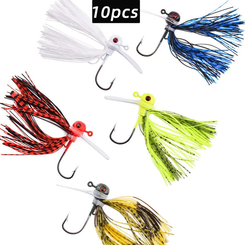 

10pcs 10g/14g/18g Scrounger Jig Head Spinner Bait Fishing Lures With Water-Blocking Board Spinner Bait For Bass Fishing