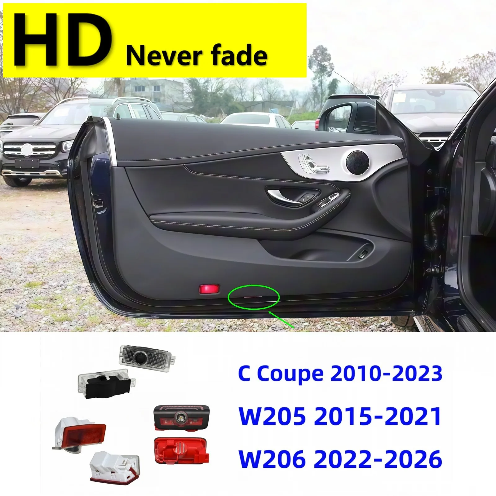HD Accessories Led Car Door Projector Light For Mercedes Benz Class C W206 C205 S205 W205 C Coupe 2010-2026 2023 2022 2019 2017