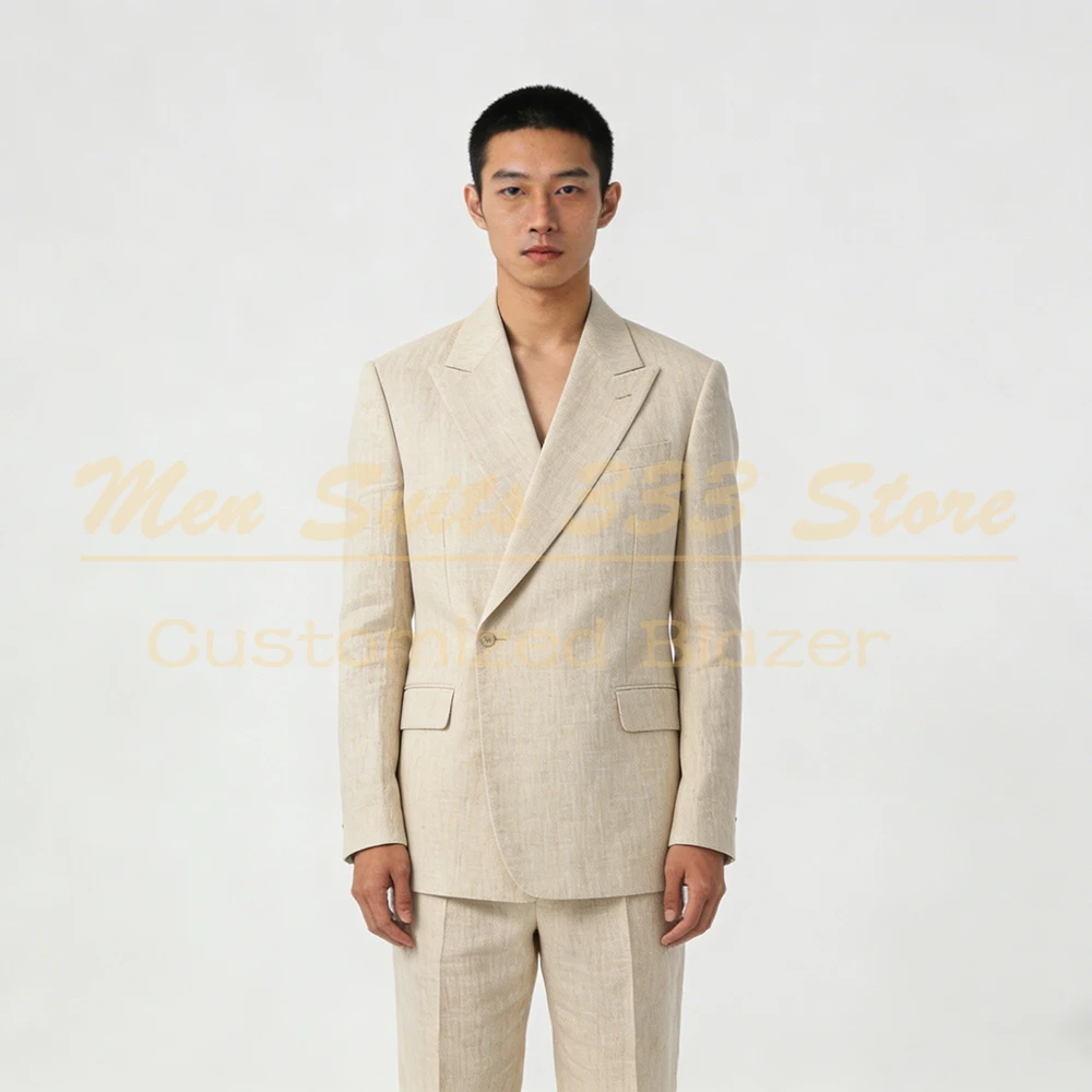 

Summer Linen Men's Suits for Wedding 2026 Breathable One-Button Slim Fit 2 Piece Jacket Pants High Quality Outfits