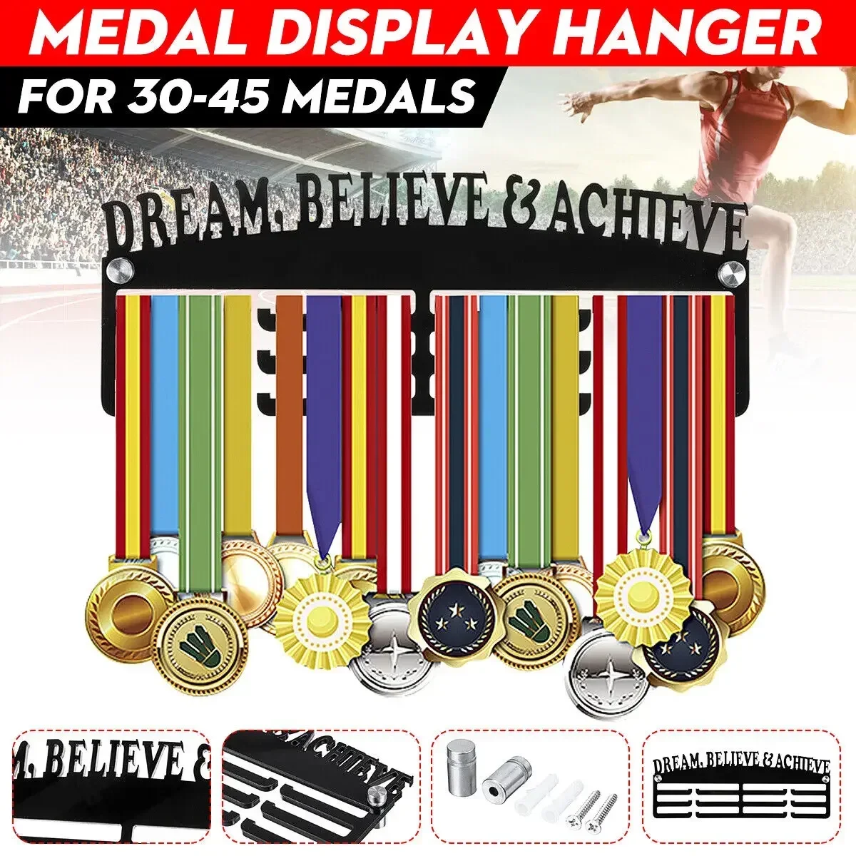 

2022 Stand & Personal Personalised Honors New Acrylic Medal Triathlon Rack Display Hanger