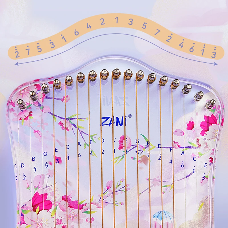 ZANI 17 21 31 Strings Lyre Harp Cute Portable Mini Acrylic Harps Thumb Piano Beginner Fingerplay Lyre String Instruments Gifts