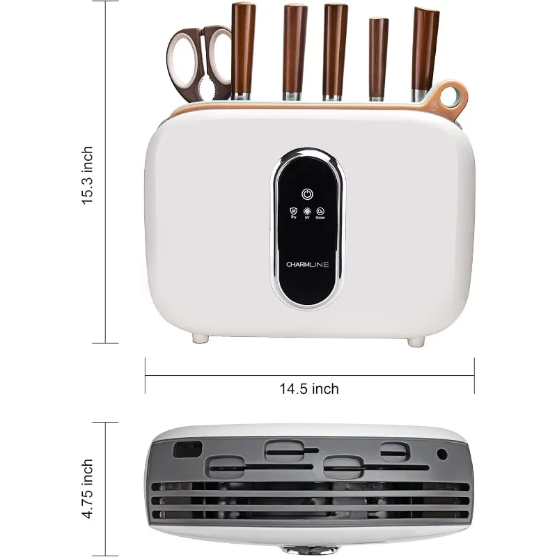 Charmline Smart Cutting Board and Knife Set with Holder, Double Cleaning and Drying Function, Space Saving Smart Home Gadgets