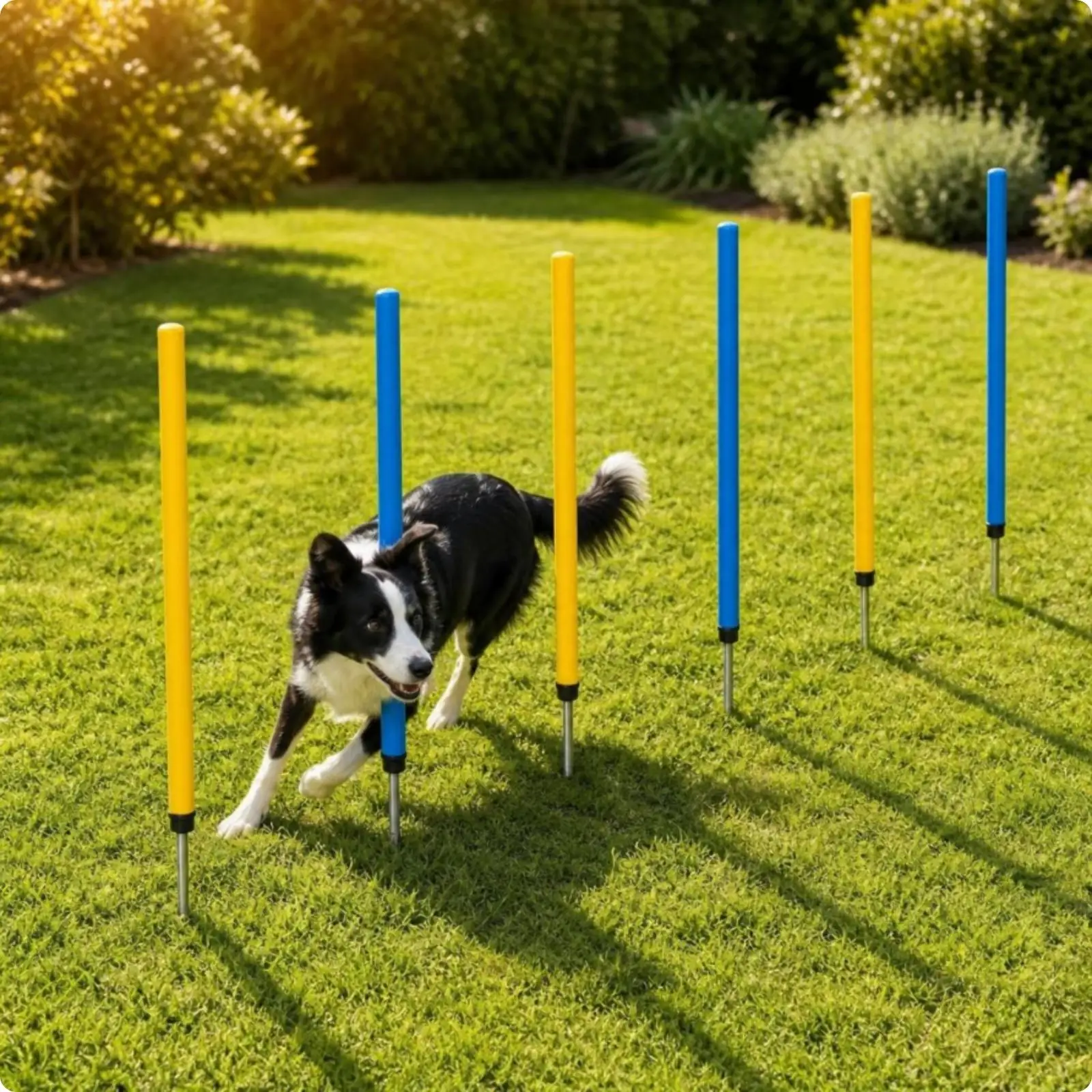 PVC Agility Poles for Dogs 32 Inch Dog Obstacle Training Set with Stakes for Backyard Agility Equipment for Small Large Dogs