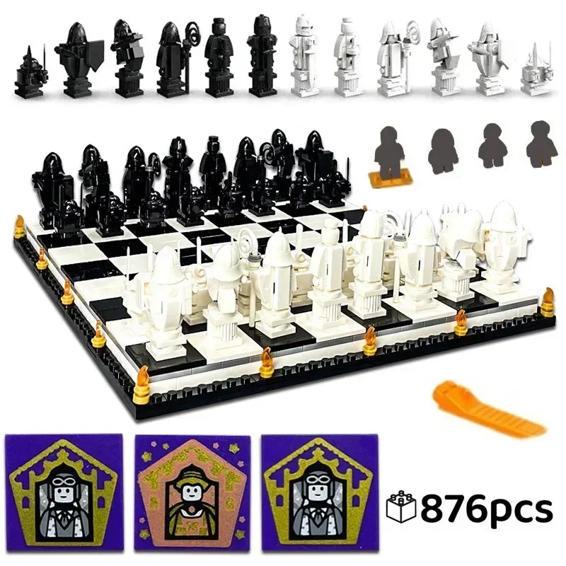 876pcs MOC Wizard’s Chess Model Building Blocks FIT 76392 Bricks DIY Toys for Chilren Gift