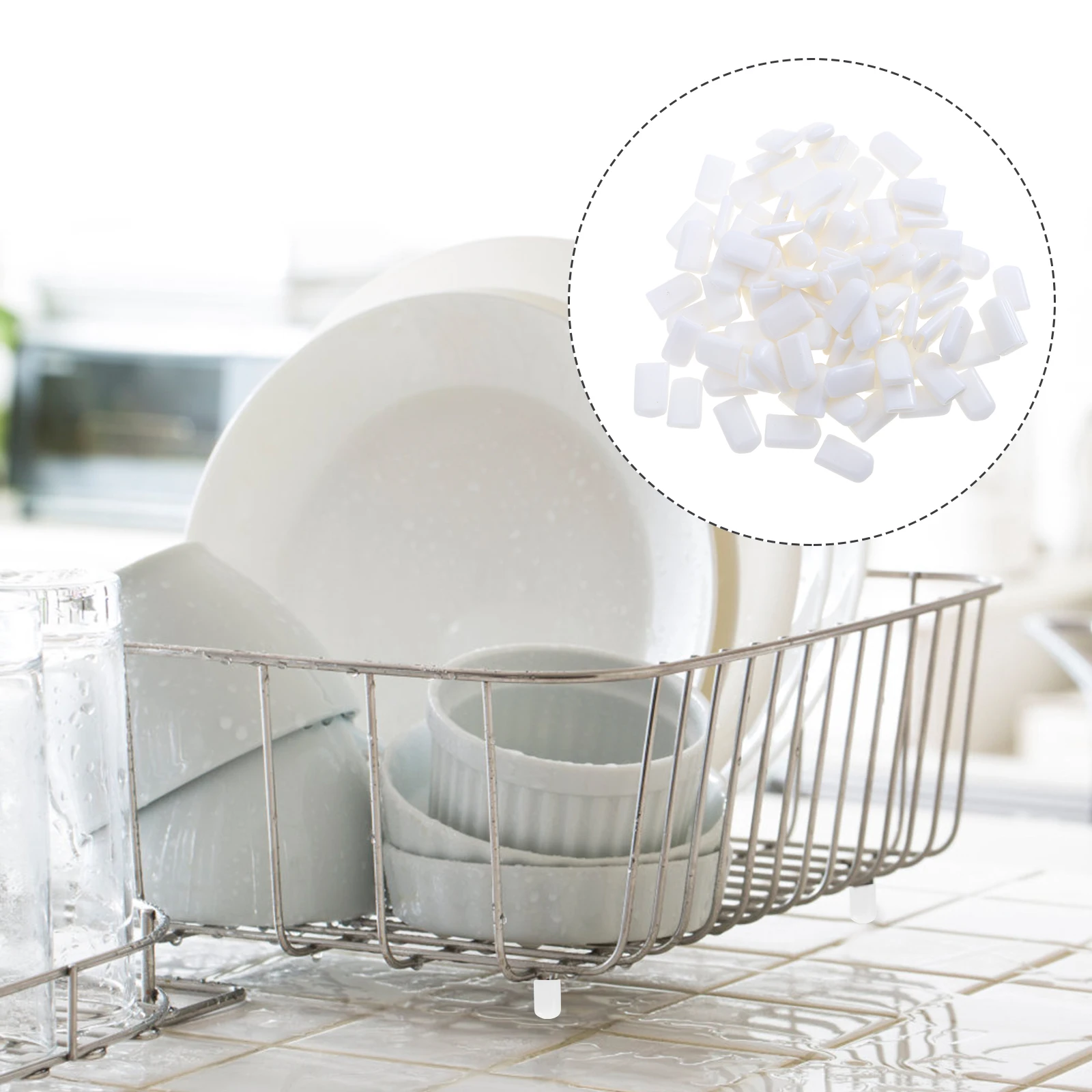 

100Pcs Reliable Sink Protectors Precision Made PVC Bumpers for Household Kitchen Rack Wire Sink Grid Feet Rubber Wire Bumpers