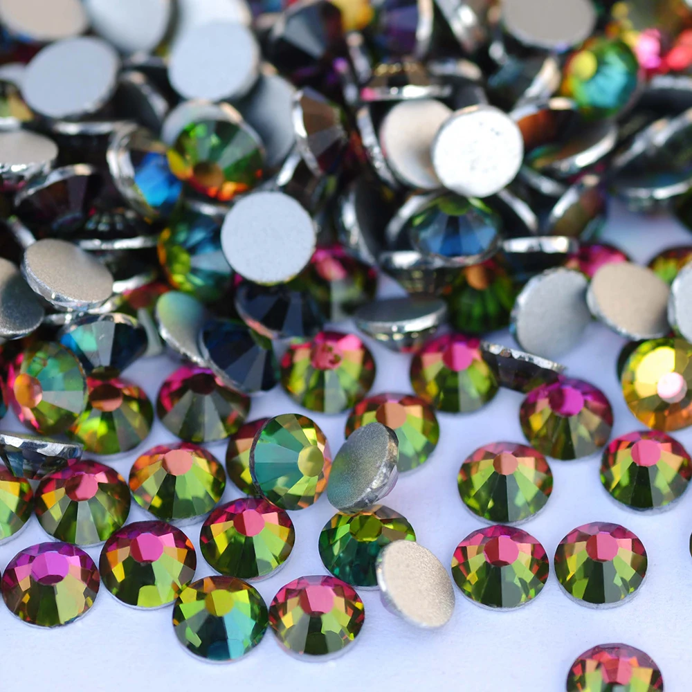 PUBRILEX Glass Flatback Rhinestone Vitrail Medium Rainbow Crystal Cold Fix No Hotfix Strass Rhinestones for Garment Nail Art