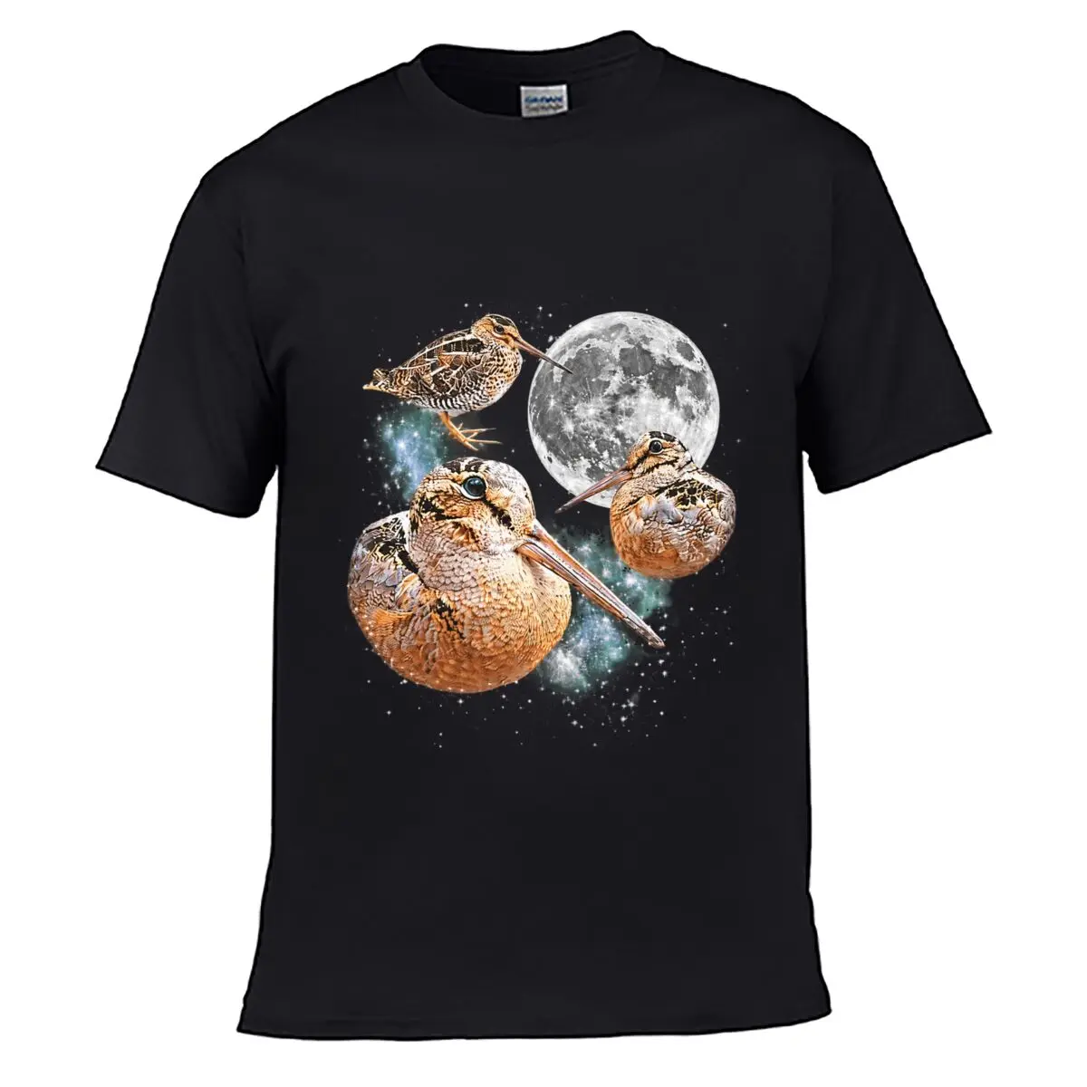 Three Birds Moon Galaxy Starry Night Nature Design short-sleeved T-shirt