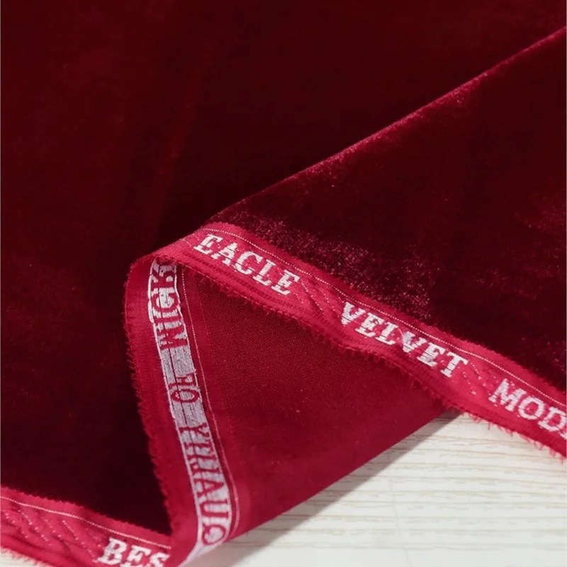 Wine Red Purplish Woven Non-Elastic Velvet Surface Soft Glutinous Vertical Smooth Formal Dress Pleuche Cloth