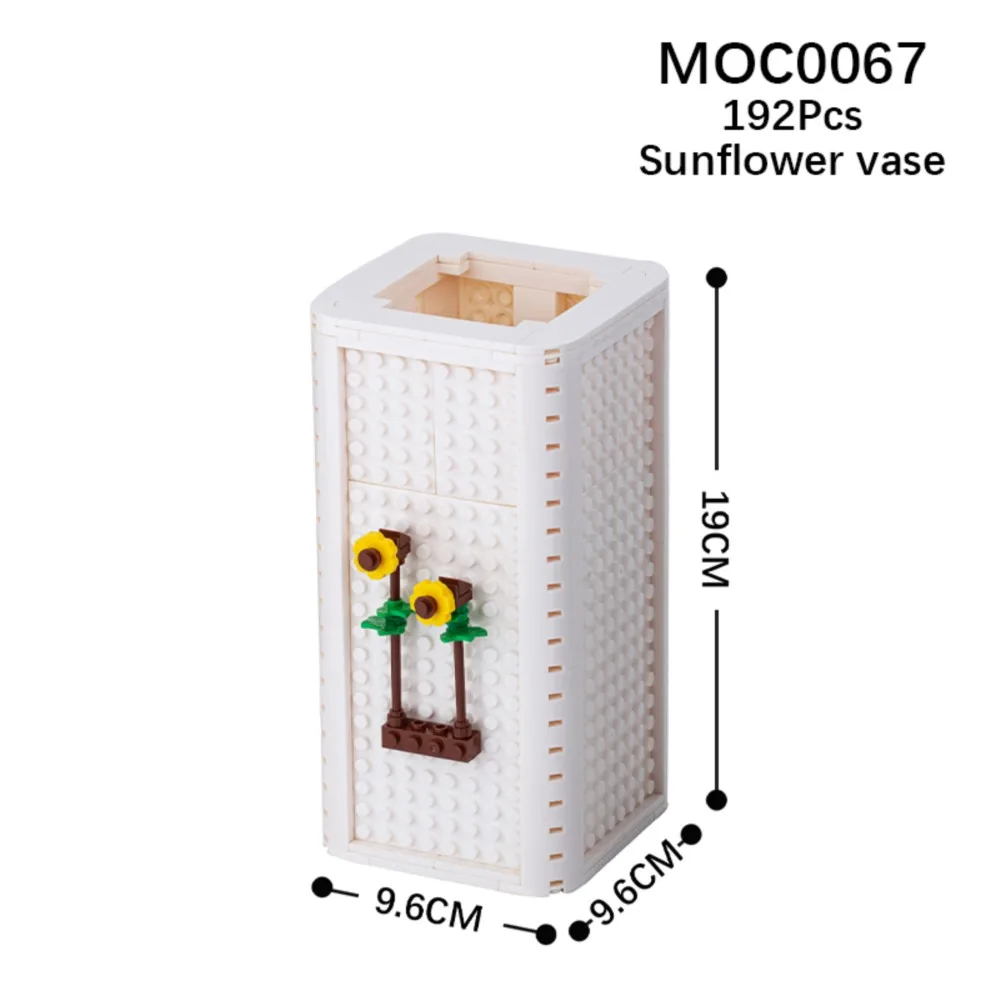 MOOXI Creative 192Pcs MOC Brick Flower Bouquet Vase Compatible 10280 10313 40646 40460 40647 40461 Blocks Kids Toys Gift MOC0067