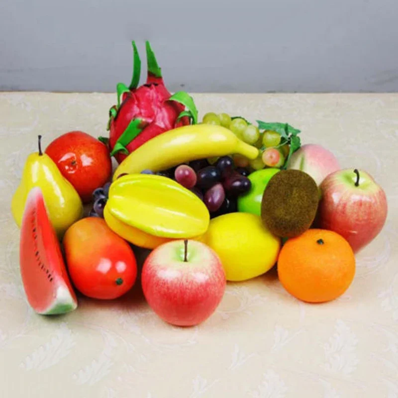 Artificial Fruits Simulated Plastic Fruit Model Decoration For Home Kitchen Tabletop Decor Kids Toy Lemon Banana Mango Kiwifruit