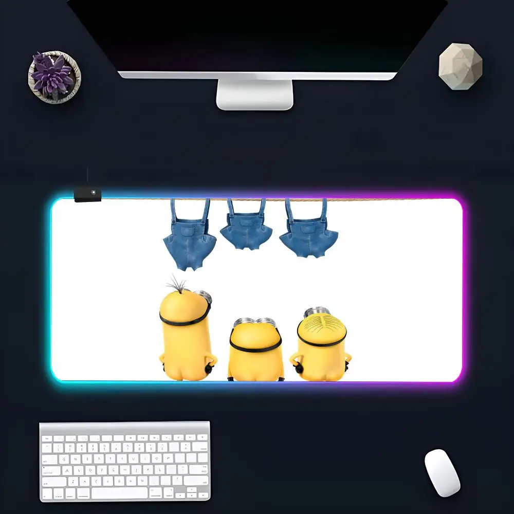 M-Minions Mouse Pad Large RGB Mouse Pad XXL LED Mouse Mat Japan Mousepads Table Pads Keyboard Mats Desk Rug With Backlit