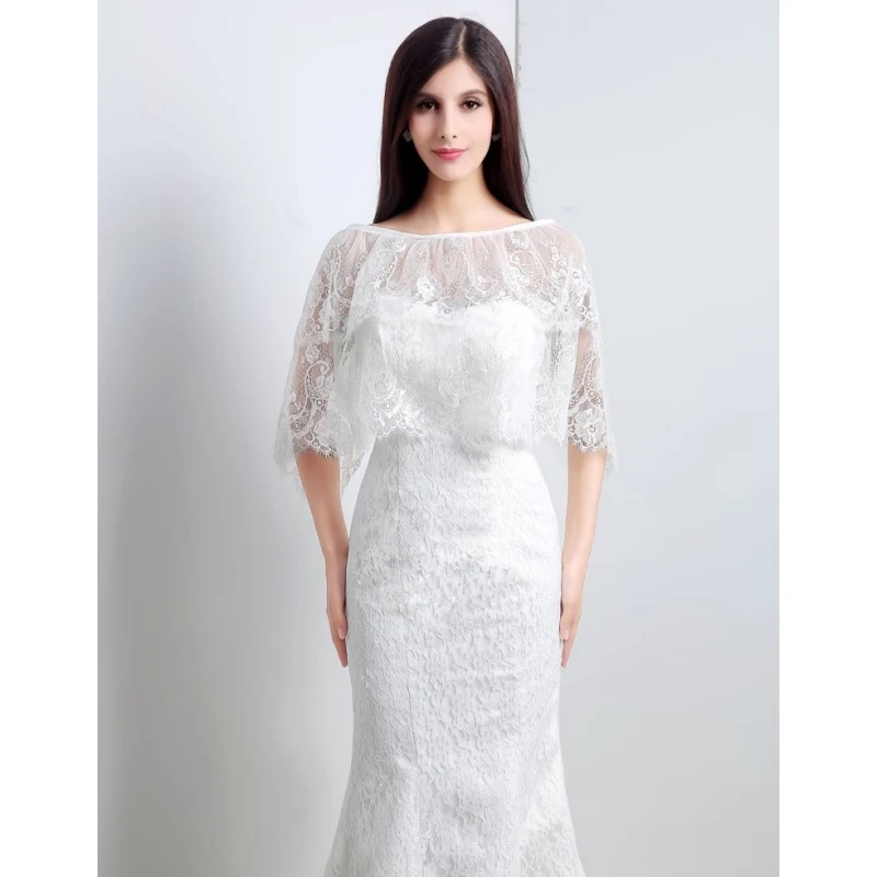 Abiti da sposa avorio Appliques in pizzo a-line con coda mezza manica per abiti da sera per banchetti per feste di matrimonio