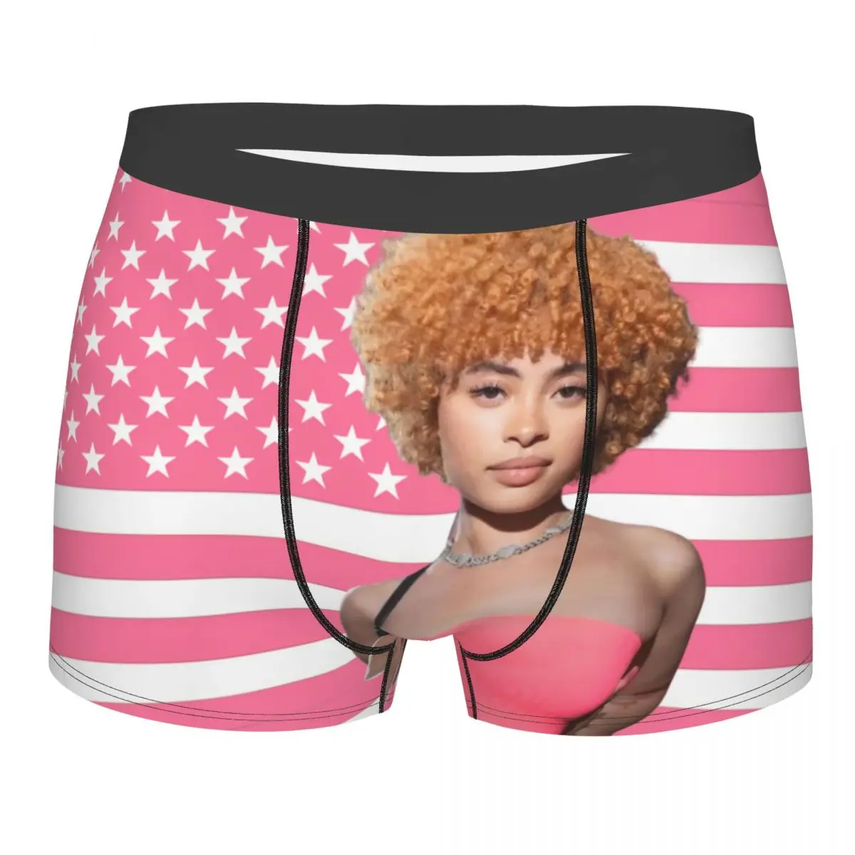 Ice Spice Pink American Flag Men Boxer Briefs Cozy Underpants