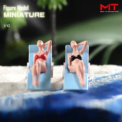 ANT Miniature 1/87 1/64 1/43 Bikini Girl Boy and Recliners Unpainted Painted Diorama Figure Model DIY Creative Photography Props