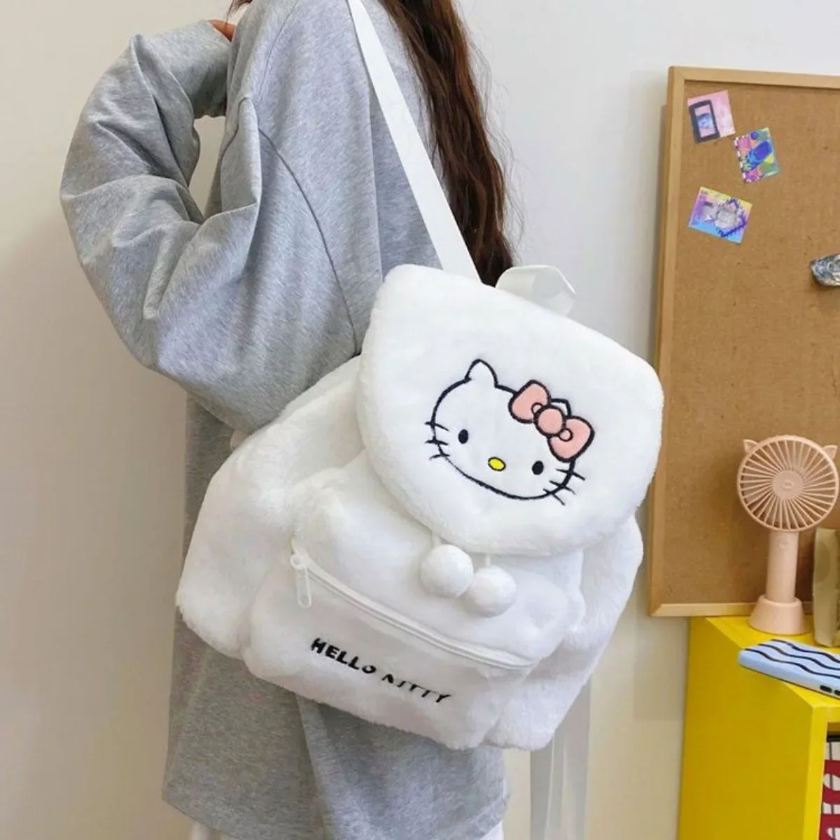 Hello Kitty Backpack MINISO Shoulder Bag Kuromi Plush Travel Storage School Bag