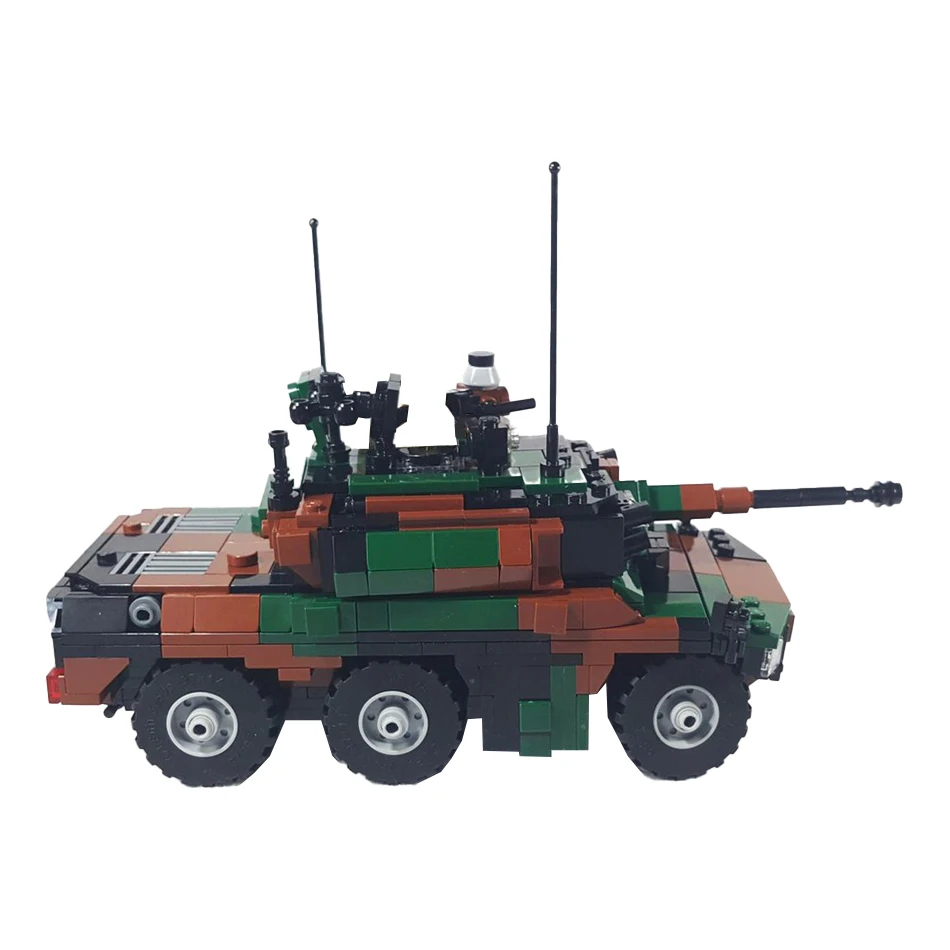 WW 2 Military Series Ebrc Jaguar Mini Building Blocks Model Armored Reconnaissance Vehicle Assembly Bricks Toy Kid Holiday Gifts