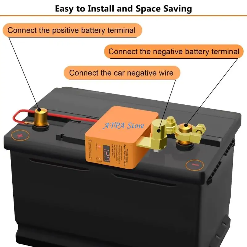 U13C Remote Battery Disconnect Switches 240A, DC12V Top Post Negative Battery Shut Offs Switches for Car Truck Vehicle