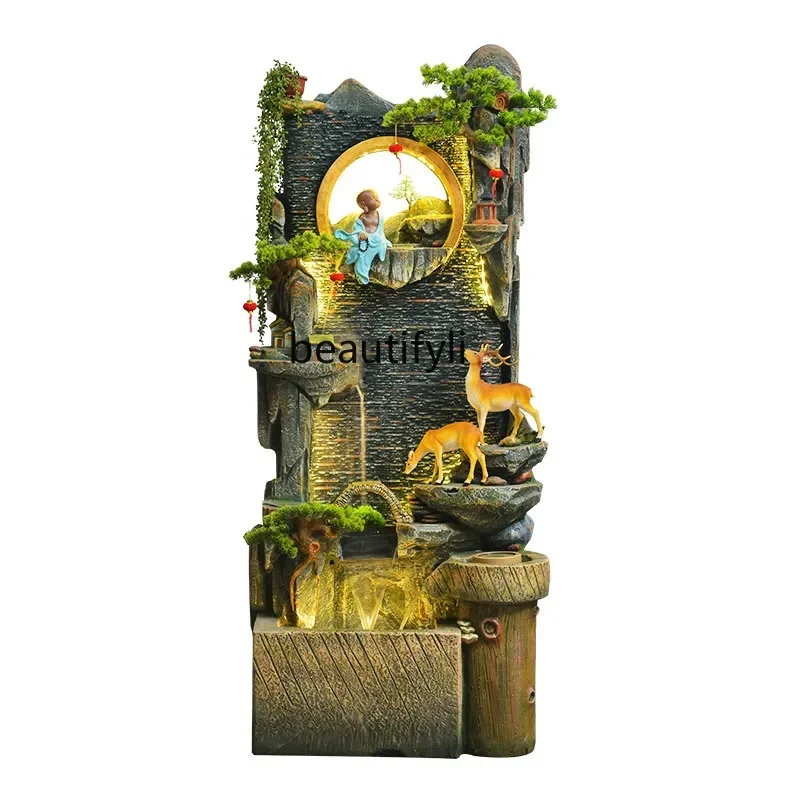 

Chinese-style Zen rockery fish pond flowing water fountain landscape entrance feng shui ball, indoor floor ornamentHY