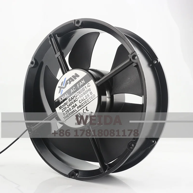 XFAN AC220-240V 0.25/0.26A DC EC 22060 220X220X60MM 22CM Circular High-temperature-resistant Cabinet RAH2260B1-C Cooling Fan