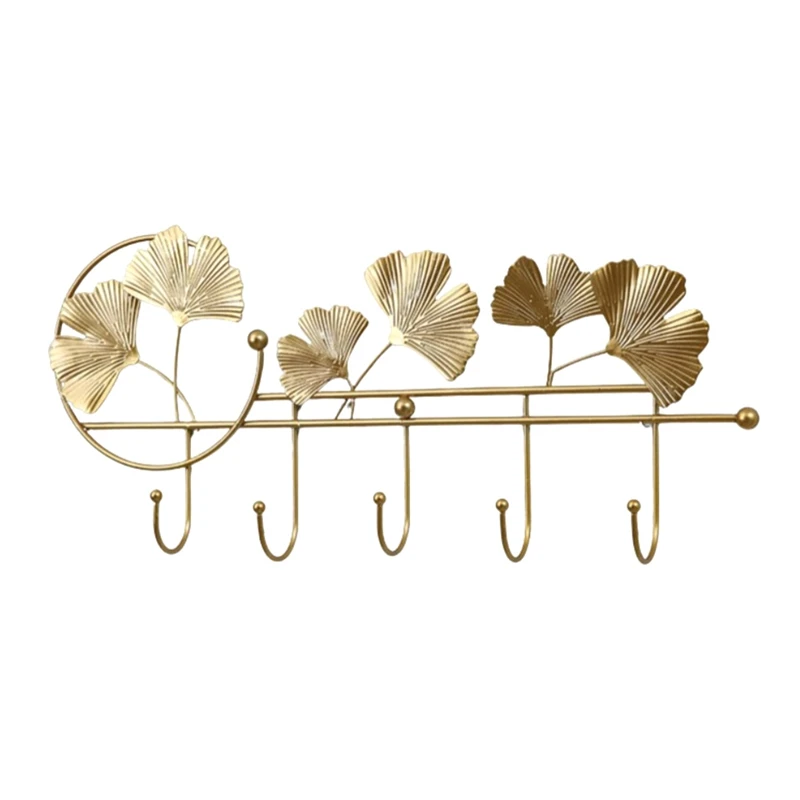 Modern Hook Up Fan-Shaped Leaf Hook Key Holder Wall Hooks Hanging Leaves Bathroom Wall Hook Decorative Minimalist Home-C Durable