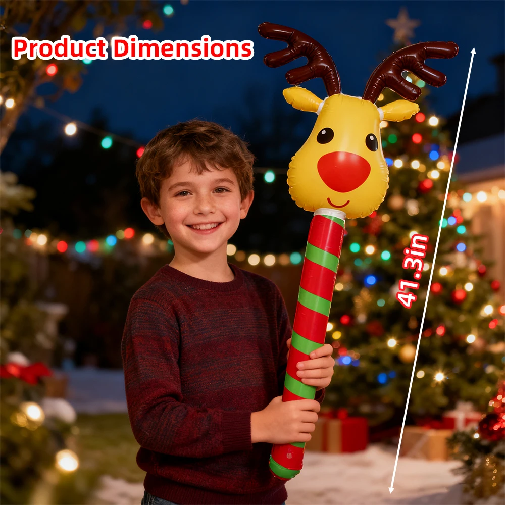 3 قطعة عيد الميلاد نفخ العصي البلاستيكية اللعب في الهواء الطلق زينة عيد الميلاد للعام الجديد عيد الميلاد اللعب عطلة