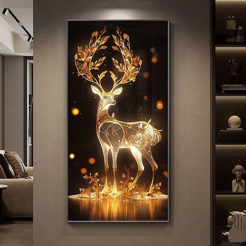 Imagem -03 - Elk Led Mural de Parede para Corredor Pintura Suspensa Moderna Iluminação de Fundo Quarto de Hotel Sala de Estar Decoração do Quarto