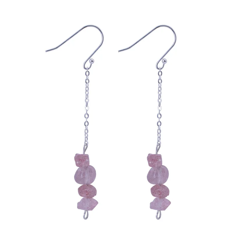 Bohemia Natural Stone Gravel Tassel Earring Raw Crystal Fluorite Chips Charm Dangle Reiki Hook Eardrop Women Jewelry Gift