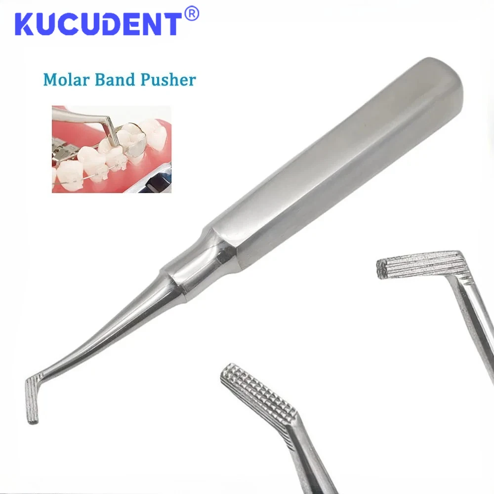 KUCUDENT Stainless Steel Dental Molar Band Pusher Seater for Orthodontic Strong Grip Slip Resistant Tip Elevator Style Dentist