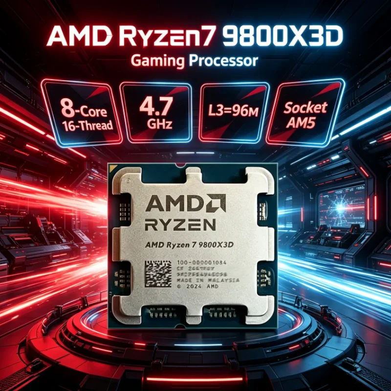 AMD Ryzen 7 9800X3D L3=96M 4NM R7 9800X3D DDR5 120W Socket AM5 8-Core 16-Thread 4.7GHz Gaming Processor