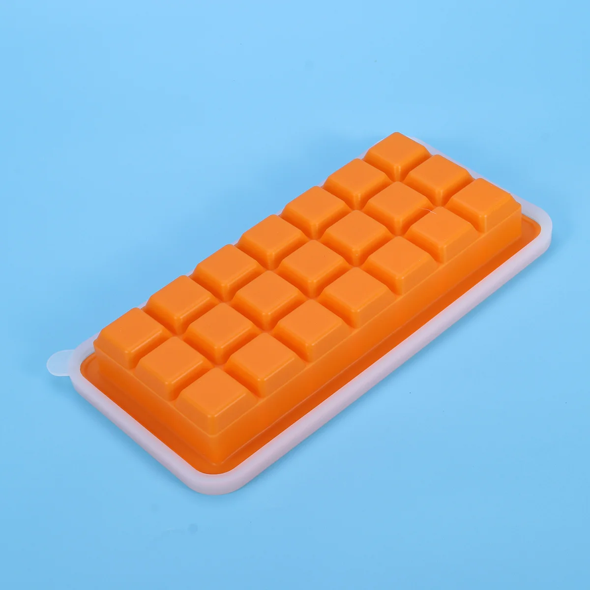 

21 Grid Silicone Ice Cube Tray Food Grade Non Odor Flexible Mold for Oven Microwave Dishwasher Refrigerator Use Orange