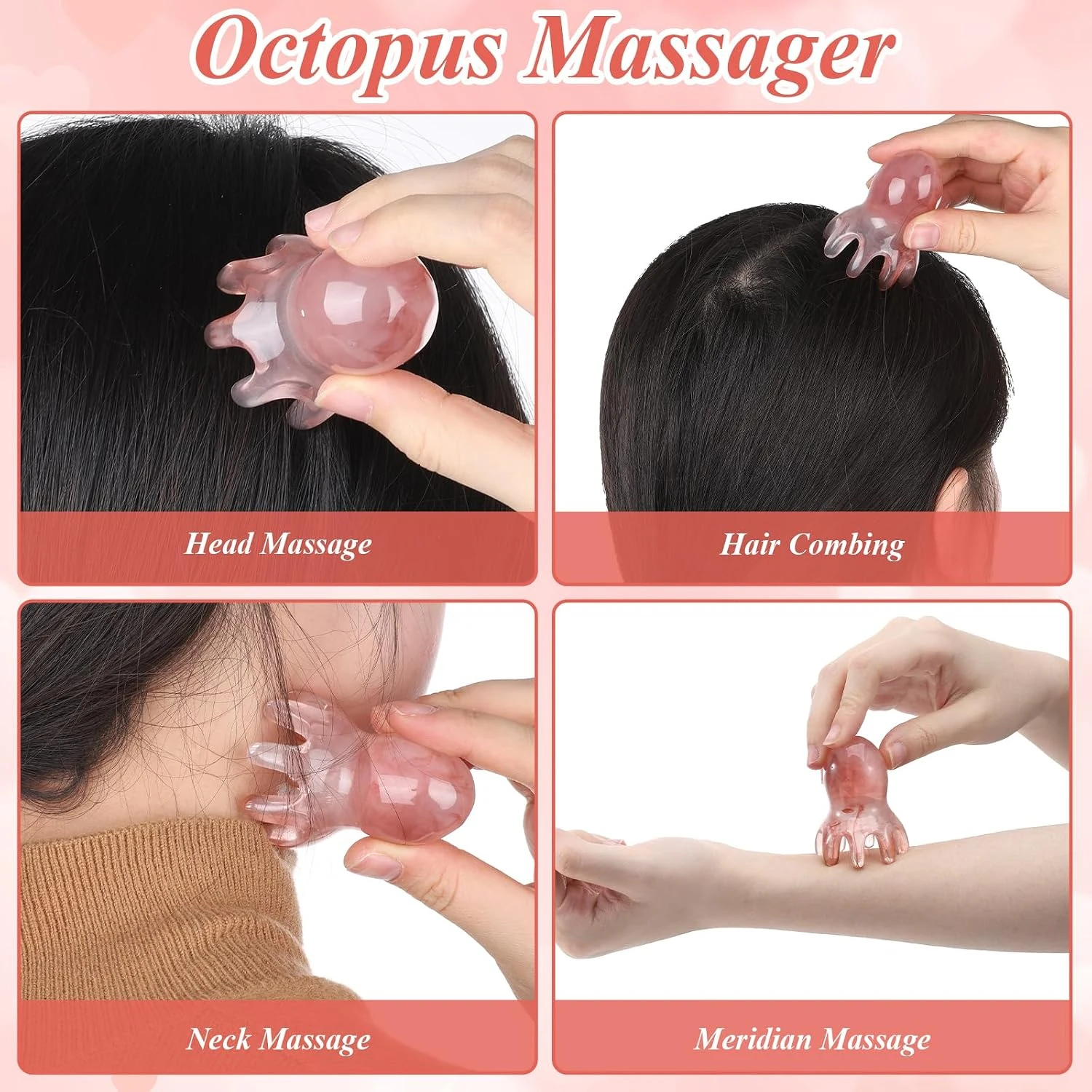 Head Massager Scalp Comb Resin Scalp Stress Relax Tool Gua Sha Facial Tools for Face, Eye & Body Lymphatic Drainage Jaw Lifting view 5