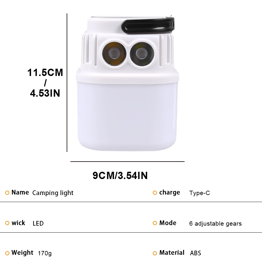 مصباح تخييم ليد محمول قابل لإعادة الشحن عبر يو اس بي إضاءة طوارئ خارجية مصباح شمسي معلق للخيام إضاءة ليلية للمشي والتنزه - 6