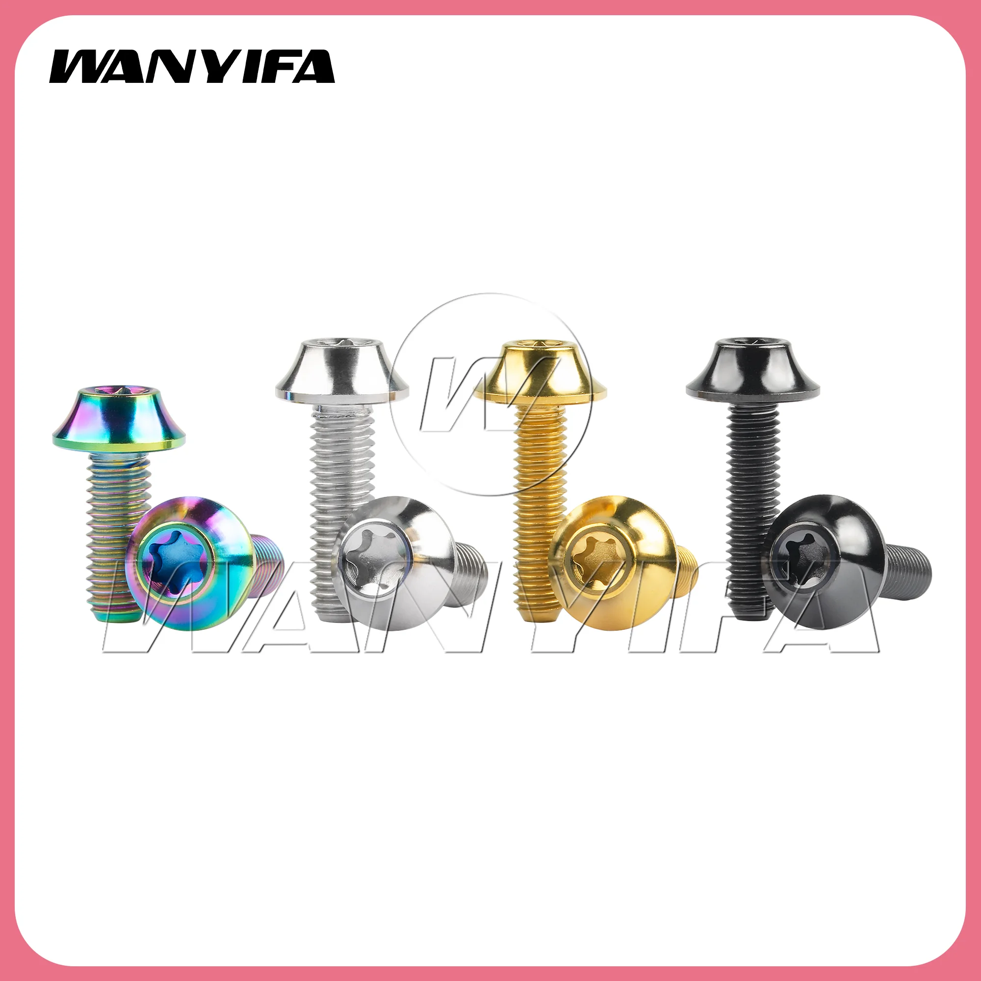 Wanyifa  Titanium Bolt M5/M6x16 20mm R Torx Head Screw for Bicycle Bike Brake Fixing Ti Gr5 Fasteners Cycling Parts