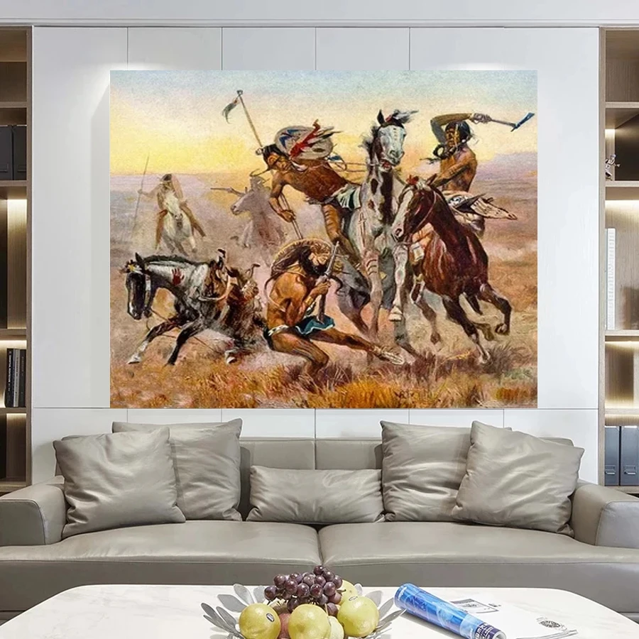 DIY 5D Diamond Painting Indian Warrior Horse Full Diamond Embroidery Cross Stitch Mosaic Hunter Tribe Picture Home Decoration