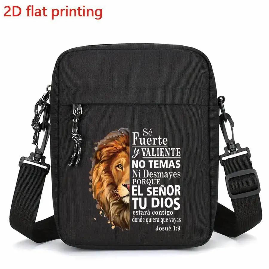 

Wild Lion Print Mini Oxford Crossbody Bag with Adjustable Strap Men Daily Commute and Outdoor Messenger Bag Jesus Shoulder Bag