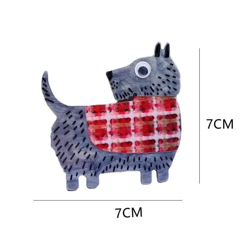 Creative Plaid Scottish Terrier Pin Acetic Acid Sheet Acrylic Brooch Banquet Formal Coat Suit Brooches Decoration Accessories