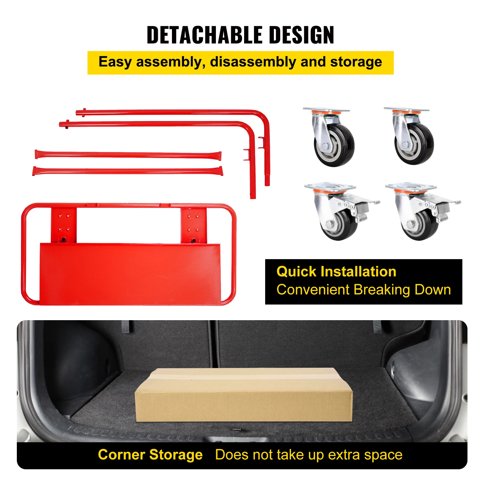 VEVOR-carrito de paneles de yeso de 45,3 "L × 21,7" W × 31,5 "H, carrito de láminas con capacidad de carga de 2200 LBS/1 tonelada, carrito resistente con cuatro ruedas de 5"